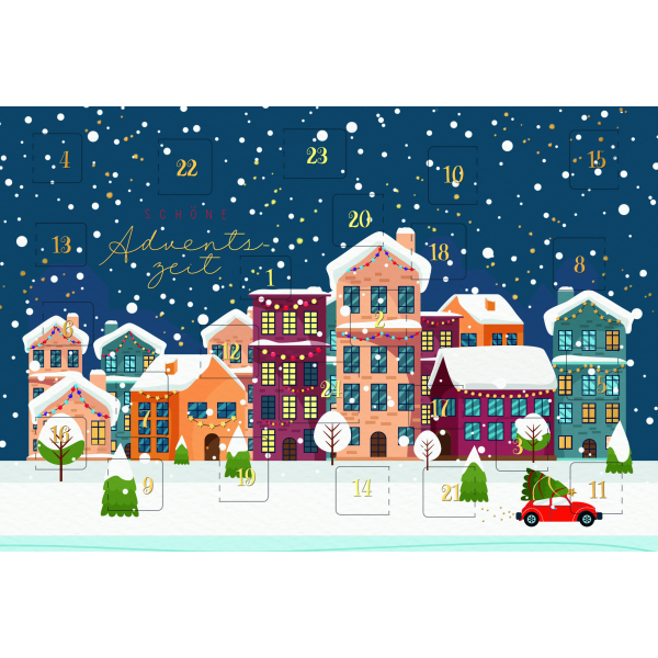 Advent Grußkarte mit Umschlag Adventskalenderkarte Adventskalender, Häus