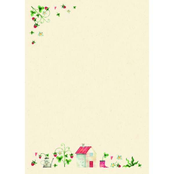 DIN A4 Briefpapier Skorpions art Zuckerrohrpapier Briefpapier im Format  21 x 29,7 cm Erdbeeren, Haus, Gießkanne 1 x Einleger, 10 x Briefpapier, 10 x Umschläge