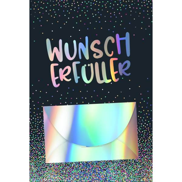 Geldkarte Glückwunschkarten Schriftkarte, mit Regenbogenfolie und Geldkuvert mit Regenbogenfolie