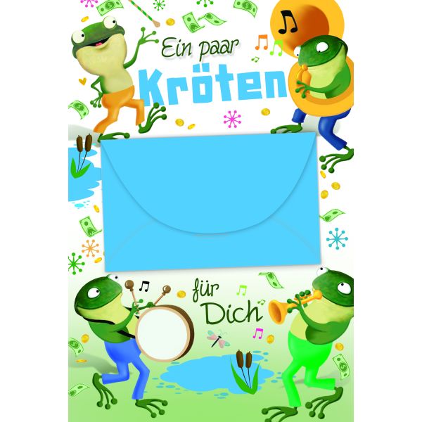 Geldkarte Glückwunschkarten Kröten musizieren, mit Geldkuvert
