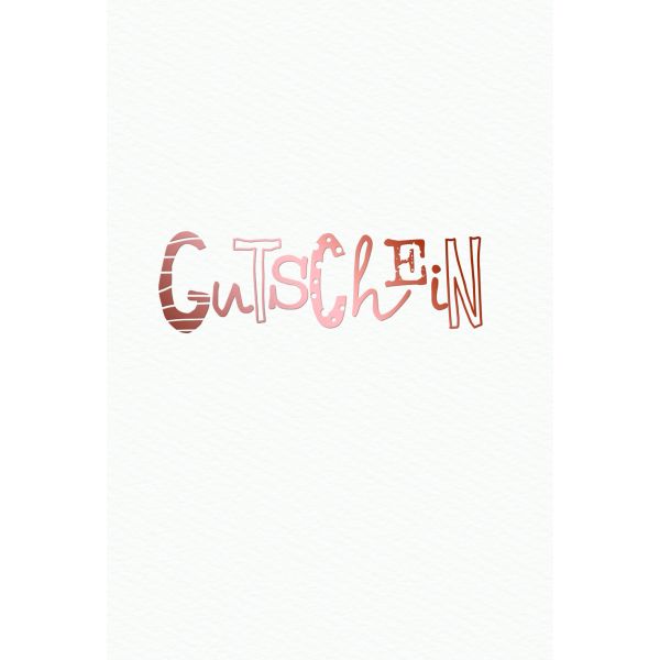 Gutschein Glückwunschkarten Schriftkarte, Naturkarton, mit roségoldener Metallicfolie