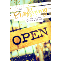 Eröffnung Glückwunschkarten Open-Schild, mit...