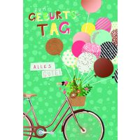 Geburtstag Glückwunschkarten Fahrrad mit Blumenkorb...