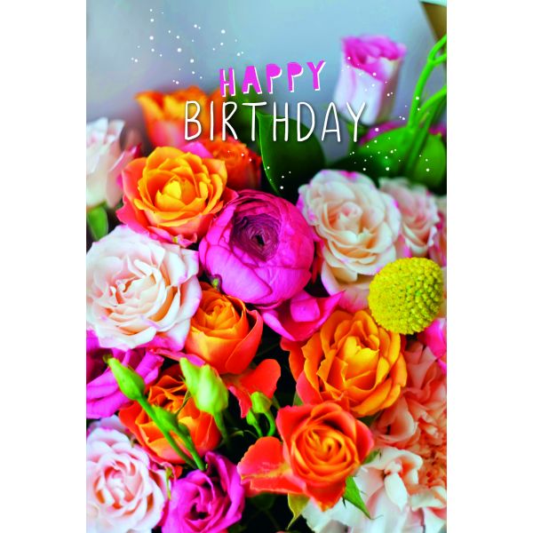 Geburtstagskarte Glückwunschkarte mit Umschlag Rosen Pfingstrosen Happy Birthday