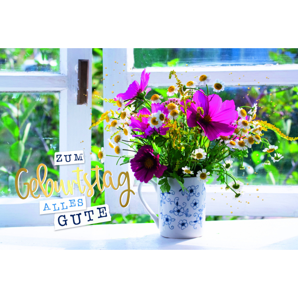 UK Greetings Geburtstagskarte Für Sie – Mit Hellem Blumen-Design & Goldfolien-Prägung, Inkl. Umschlag