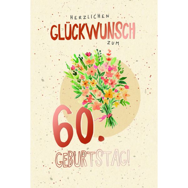 60. Geburtstag Karte mit Umschlag folienfrei unverpackt Greenline