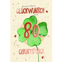 80. Geburtstag Unverpackte Glückwunschkarte mit...