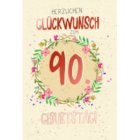90. Geburtstag Unverpackte Glückwunschkarte mit...