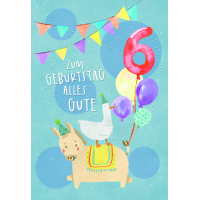 Zahlengeburtstag 6 Jahre Karte Pferd und Gans mit...