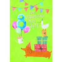 Zahlengeburtstag 8 Jahre Karte Hund, Gans und Maus mit...