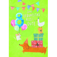 Zahlengeburtstag 8 Jahre Karte Hund, Gans und Maus mit...