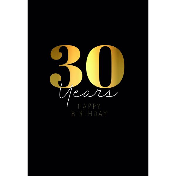 Zahlengeburtstag 30 Jahre Karte Schriftkarte, mit Goldfolie