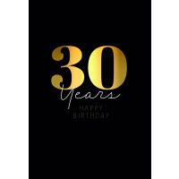 Zahlengeburtstag 30 Jahre Karte Schriftkarte, mit Goldfolie