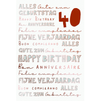 Zahlengeburtstag 40 Jahre Karte Schriftkarte,...