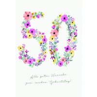 Zahlengeburtstag 50 Jahre Karte Zahlen aus Blumen und...