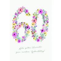 Zahlengeburtstag 60 Jahre Karte Zahlen aus Blumen und...