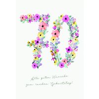 Zahlengeburtstag 70 Jahre Karte Zahlen aus Blumen und...