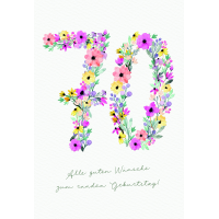 Zahlengeburtstag 70 Jahre Karte Zahlen aus Blumen und...