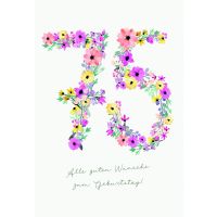 75. Geburtstag Glückwunschkarten Zahlen aus Blumen...