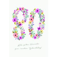 A Zahlengeburtstag 80 Jahre Karte Zahlen aus Blumen und...