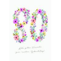 A Zahlengeburtstag 80 Jahre Karte Zahlen aus Blumen und...