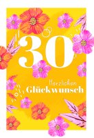 Zahlengeburtstag 30 Jahre - Karte - Blüten und...