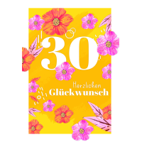 Zahlengeburtstag 30 Jahre Karte Blüten und Blätter