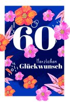 Zahlengeburtstag 60 Jahre - Karte - Blüten und...
