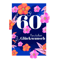 Zahlengeburtstag 60 Jahre Karte Blüten und Blätter