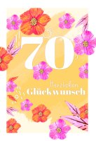 Zahlengeburtstag 70 Jahre - Karte - Blüten und...