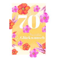Zahlengeburtstag 70 Jahre Karte Blüten und Blätter
