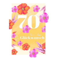 Zahlengeburtstag 70 Jahre Karte Blüten und Blätter