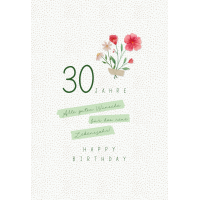 Zahlengeburtstag 30 Jahre Karte Blumen, Naturkarton