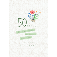 Zahlengeburtstag 50 Jahre Karte Blumen, Naturkarton