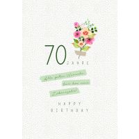 Zahlengeburtstag 70 Jahre Karte Blumen, Naturkarton