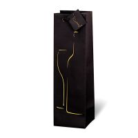 Tasche Flaschen-Format 36x10,5x10 cm Wein schwarz-gold...