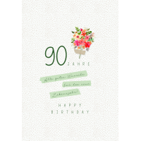 Zahlengeburtstag 90 Jahre Karte Blumen, Naturkarton