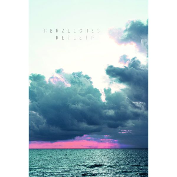 Beileid Kondolenz Trauerkarte Wolken über dem Meer, mit Silberfolie Herzliches Beileid  mit Umschlag