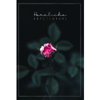 Beileid Kondolenz Trauerkarte Rose, mit Silberfolie...