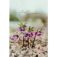 Beileid Kondolenz Trauerkarte Blumen, mit Silberfolie In...