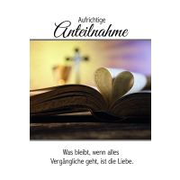 A Beileid Kondolenz Trauerkarte Aufgeschlagenes Buch...