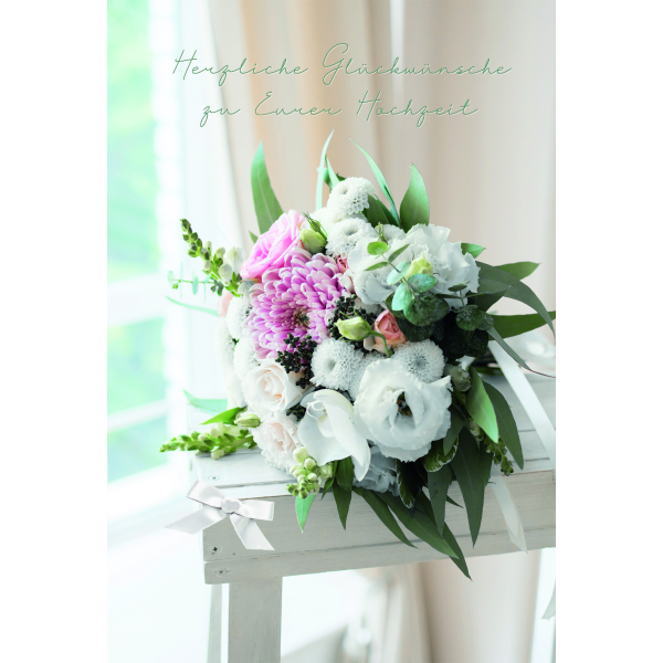 Hochzeit Glückwunschkarten Brautstrauß, mit weißer Schleife