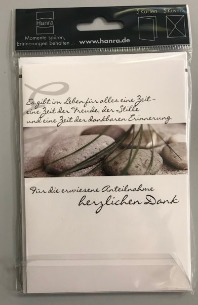 Trauer – Danksagungen - 5 Stück im Topper -  5 Danksagungskarten mit Briefumschlägen - Format Karte: 10,5 x 14,8 cm(alt 81-7025)