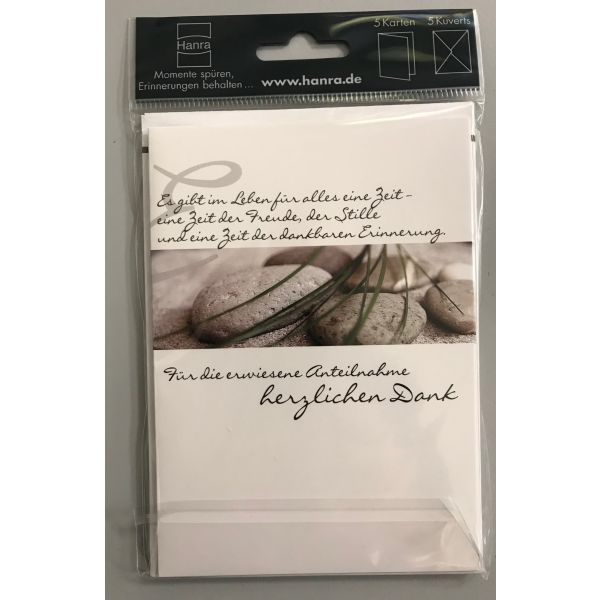 Trauer – Danksagungen - 5 Stück im Topper -  5 Danksagungskarten mit Briefumschlägen - Format Karte: 10,5 x 14,8 cm(alt 81-7025)