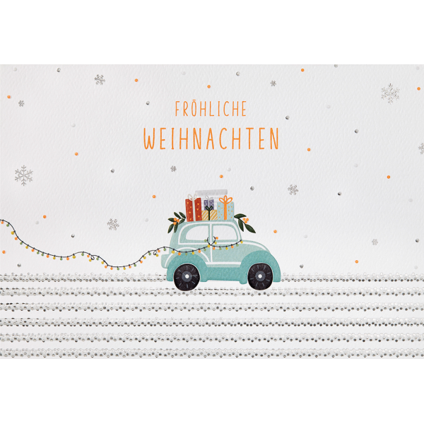 Weihnachten GOOD VIBES unverpackte Glückwunschkarte mit Umschlag Auto