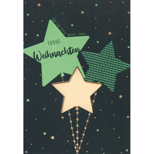 Weihnachten GOOD VIBES unverpackte Glückwunschkarte mit Umschlag Sternenluftballons