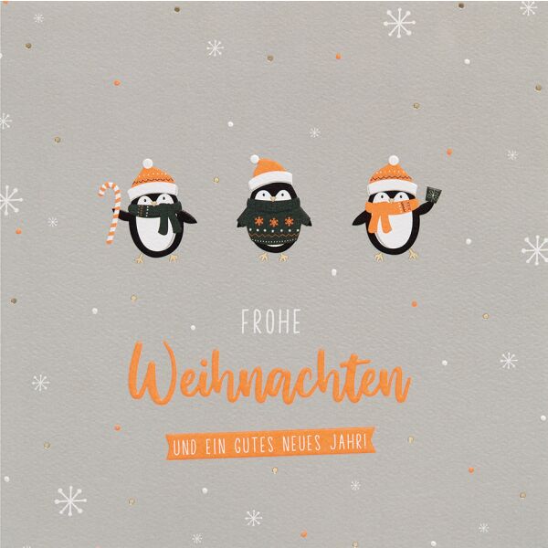 Weihnachten GOOD VIBES quadratische Glückwunschkarte mit Umschlag Pinguine