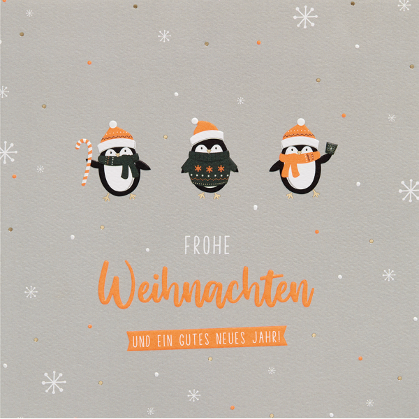 Weihnachten GOOD VIBES quadratische Glückwunschkarte mit Umschlag Pinguine
