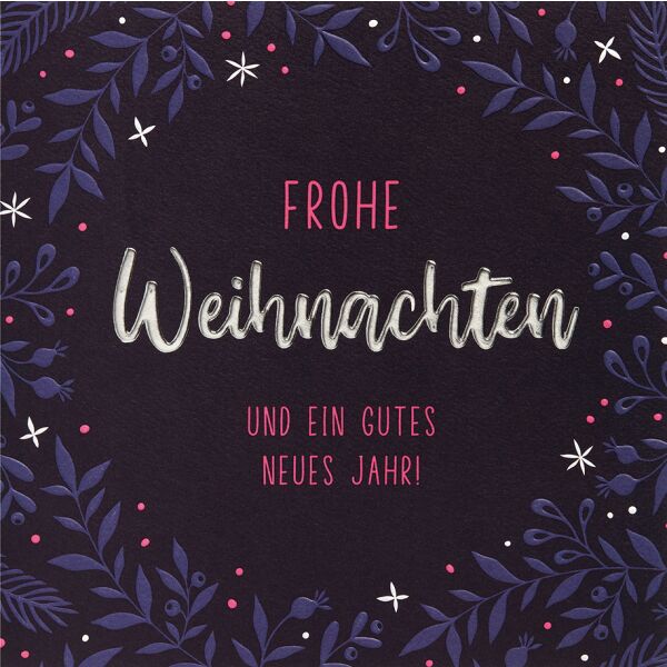 Weihnachten GOOD VIBES quadratische Glückwunschkarte mit Umschlag Kranz