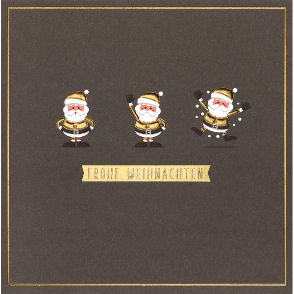 Weihnachten Black & Gold Glückwunschkarte 15 x 15 cm mit Umschlag Frohe Weihnachten